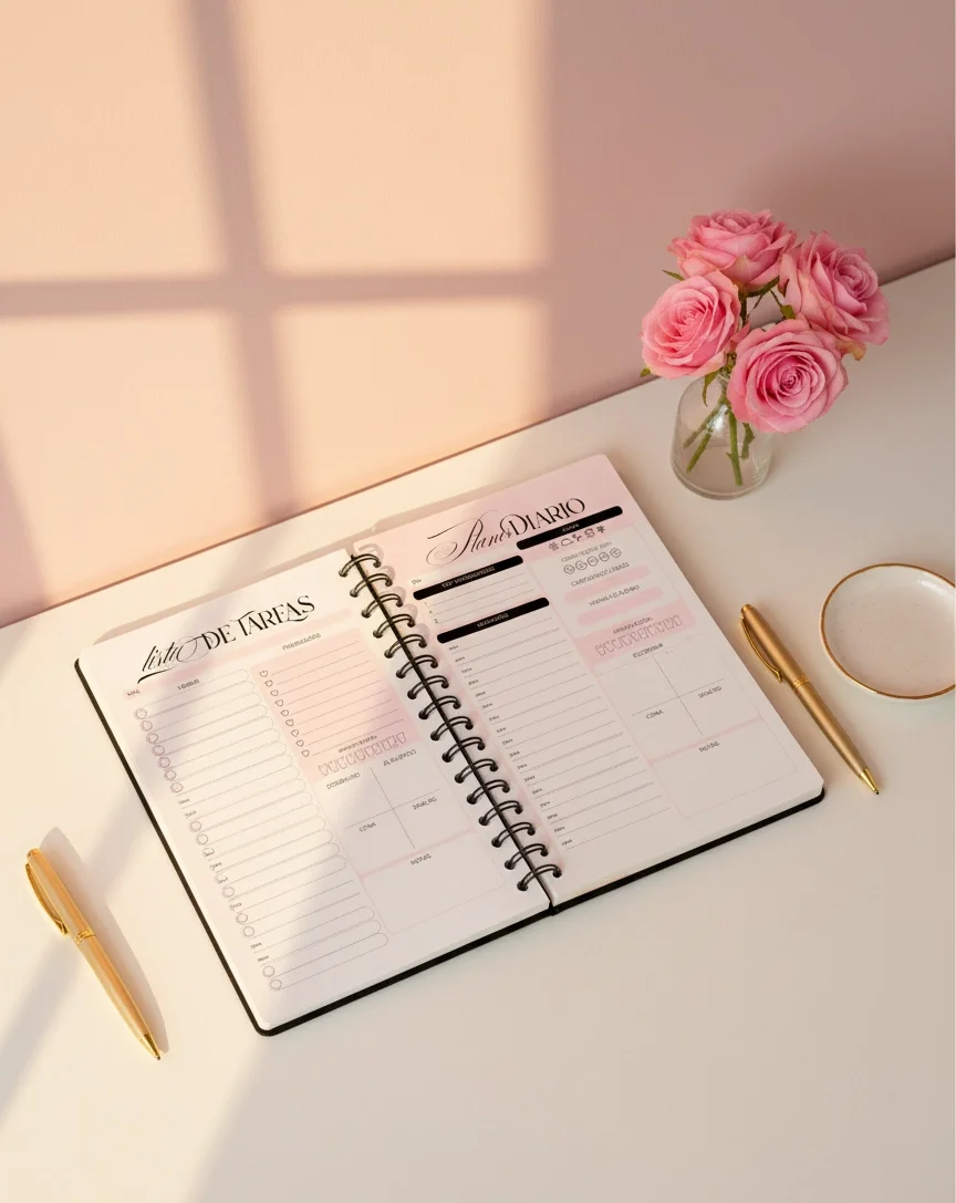 Agenda 2026 para mujeres abierta en la página de la lista de tareas