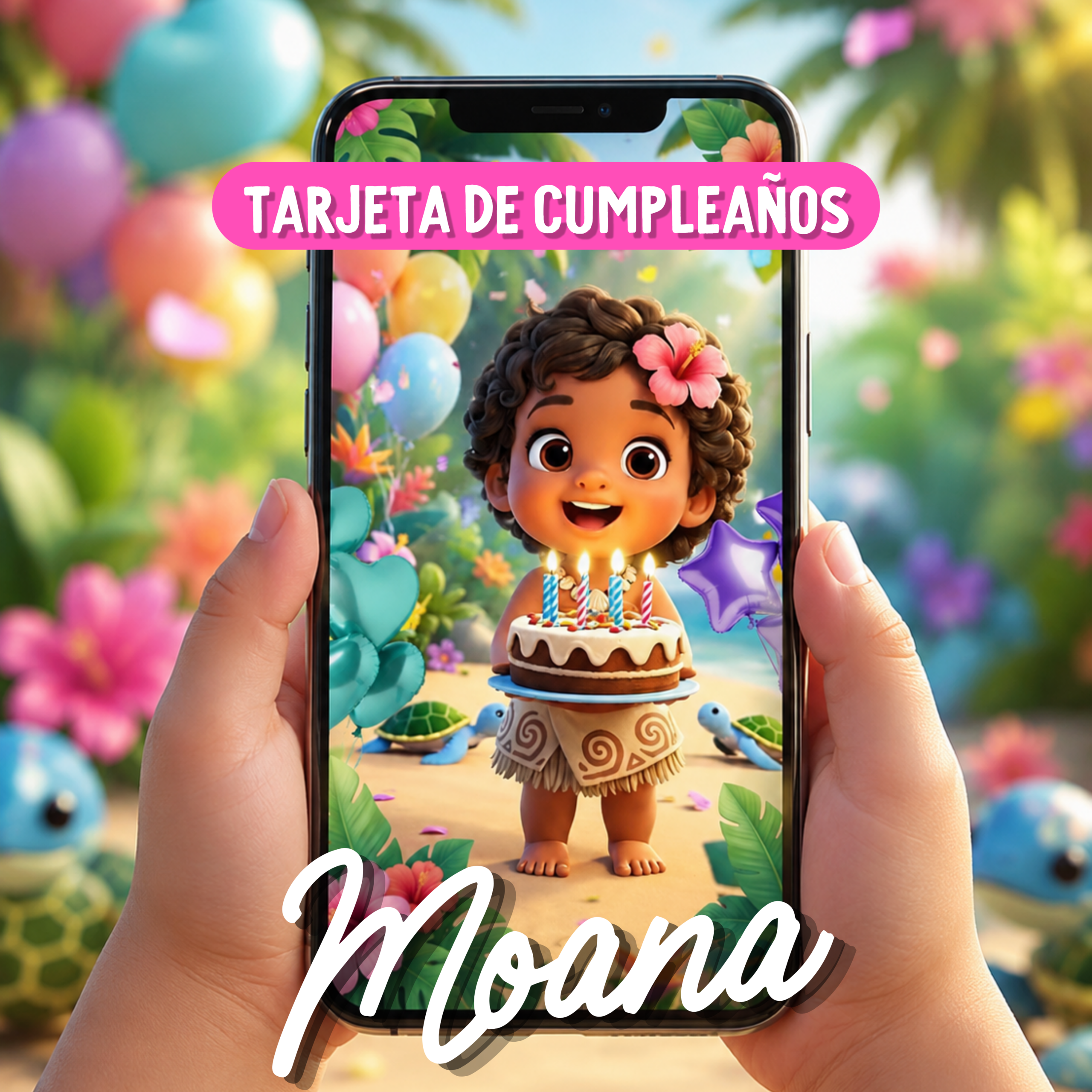 Tarjeta de Invitación Inspirada en Moana